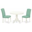 Pemberly Row 3-Piece Wood Dining Set with Parson Chairs in Linen White/Pond