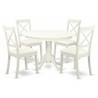 Pemberly Row 5-Piece Round Wood Dining Table Set with Linen White Finish