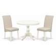 Pemberly Row 3-Piece Wood Dining Set with High Back Chairs in White/Cream