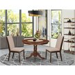 Pemberly Row 3-Piece Dining Set with Linen Upholstered Chairs in Mahogany