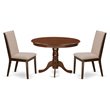 Pemberly Row 3-Piece Dining Set with Linen Upholstered Chairs in Mahogany