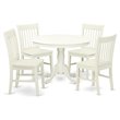 Pemberly Row 5-Piece Wood Dining Set in Linen White with Pedestal Table