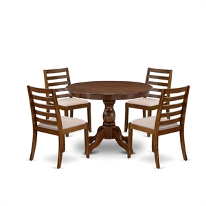 Pemberly Row 5-Piece Modern Dining Table Set in Walnut Finish