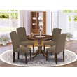 Pemberly Row 5-Piece Dining Set in Mahogany with Button Tufted Chairs