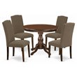 Pemberly Row 5-Piece Dining Set in Mahogany with Button Tufted Chairs