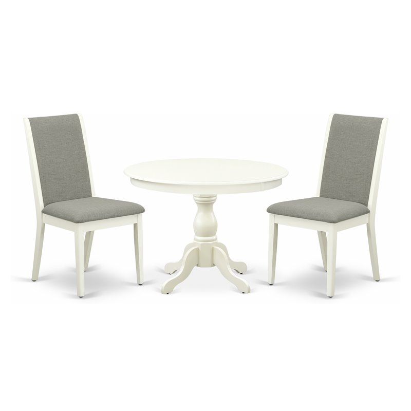 Pemberly Row 3-Piece Wood Dining Set in Linen White & Shitake Finish