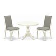 Pemberly Row 3-Piece Wood Dining Set in Linen White & Shitake Finish