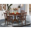 Pemberly Row 5-Piece Kitchen Set with Faux Leather Chairs in Mahogany