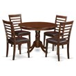 Pemberly Row 5-Piece Kitchen Set with Faux Leather Chairs in Mahogany