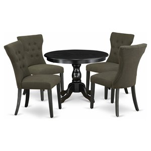 Pemberly Row 5-Piece Wood Dining Set in Black and Dark Gotham Gray