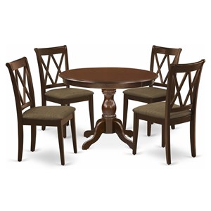 Pemberly Row 5-Piece Wood Dining Set with Linen Seat in Mahogany