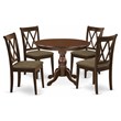 Pemberly Row 5-Piece Wood Dining Set with Linen Seat in Mahogany