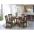 Pemberly Row 5-Piece Wood Dining Set with Linen Seat in Mahogany