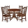 Pemberly Row 5-Piece Dining Set with Round Mahogany Wood Table
