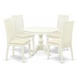 Pemberly Row 5-Piece Dining Set with Linen Fabric Chairs and White Table