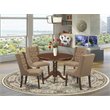 Pemberly Row 5-Piece Mahogany Dining Set with Sable Linen Upholstery