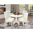 Pemberly Row 5-Piece Wood Dining Set in Rustic Linen White Finish