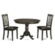 Pemberly Row 3-Piece Dining Set with Round Cappuccino Table and Chairs