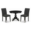Pemberly Row 3-Piece Wood Dining Set with High Back Chairs in Black