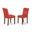 Pemberly Row 5-Piece Wood Dining Set with Mahogany Table & Red Chairs