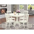 Pemberly Row 5-Piece Oval Wood Dining Table Set in Linen White Finish