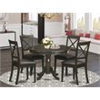 Pemberly Row 5-Piece Round Wood Dining Table Set in Cappuccino Finish