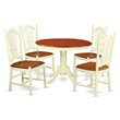 Pemberly Row 5-Piece Wood Dining Table Set in Buttermilk and Cherry