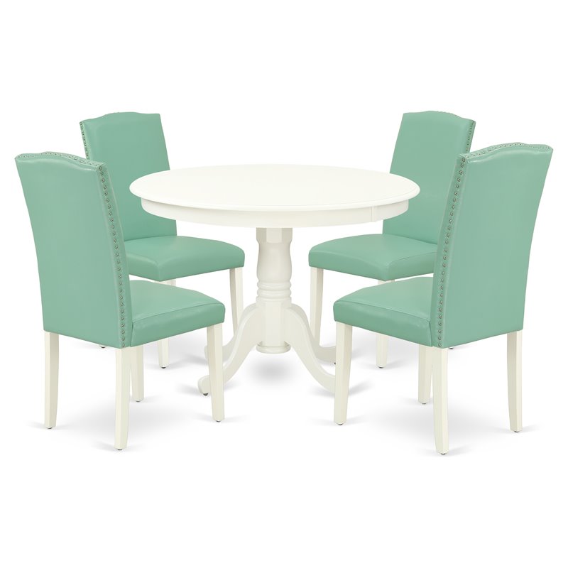 Pemberly Row 5-piece Wood Dining Set in Linen White and Pond
