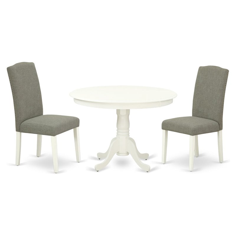 Pemberly Row 3-Piece Wood Dining Set in Linen White and Dark Shitake
