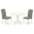Pemberly Row 3-Piece Wood Dining Set in Linen White and Dark Shitake
