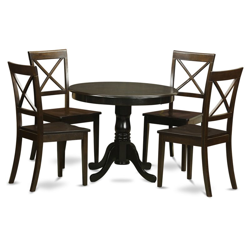 Pemberly Row 5-Piece Kitchen Table and Chair Set in Cappuccino Wood