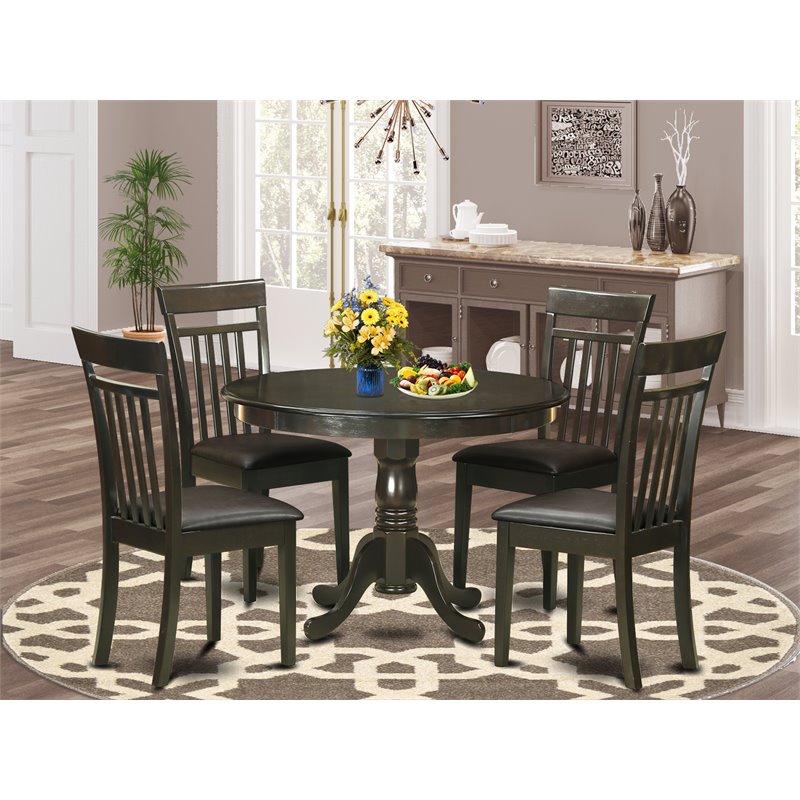 Pemberly Row 5-Piece Table and Dining Chair Set in Cappuccino Finish