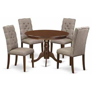 Pemberly Row 5-Piece Wood Dining Set with High Back in Mahogany