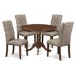 Pemberly Row 5-Piece Wood Dining Set with High Back in Mahogany