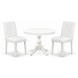 Pemberly Row 3-Pc Wood Dining Set with Faux Leather Seats in White Finish