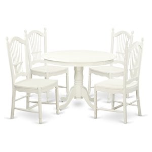 Pemberly Row 5-Piece Wood Dining Table Set in Linen White Finish