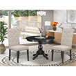 Pemberly Row 3-Piece Round Wood Dining Set in Black/Doeskin Blend