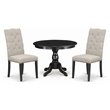 Pemberly Row 3-Piece Round Wood Dining Set in Black/Doeskin Blend