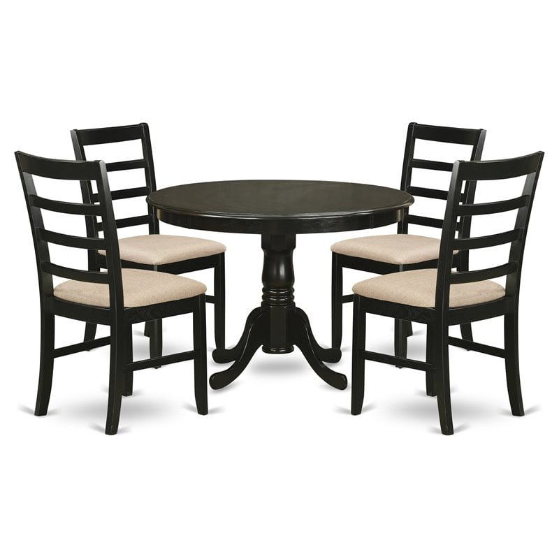 Pemberly Row 5-Piece Dining Set with Cushion Seat in Cappuccino Finish