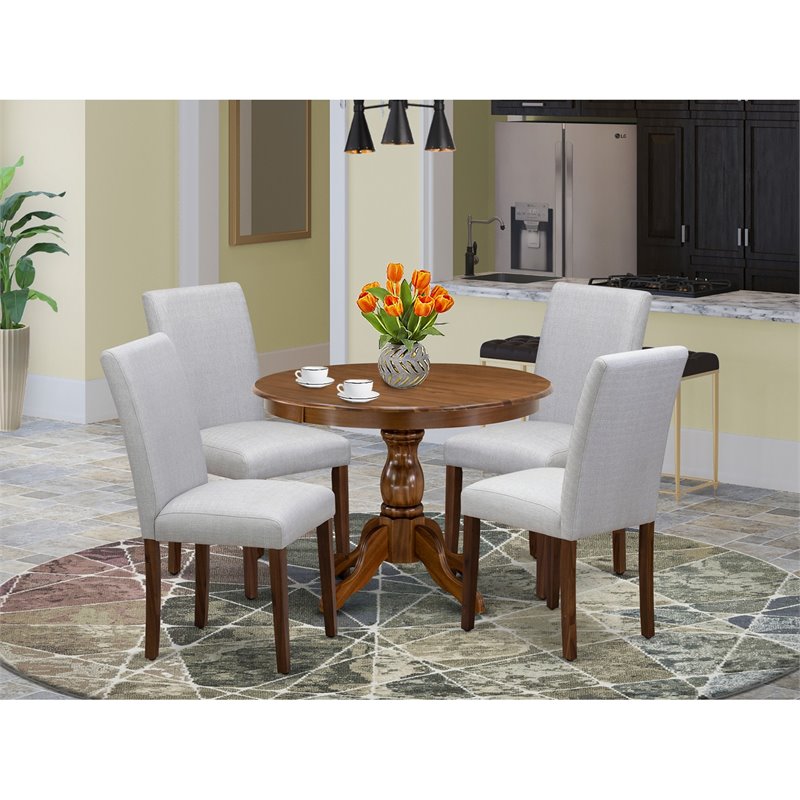 Pemberly Row 5-Piece Wooden Dining Set in Walnut and Gray Finish