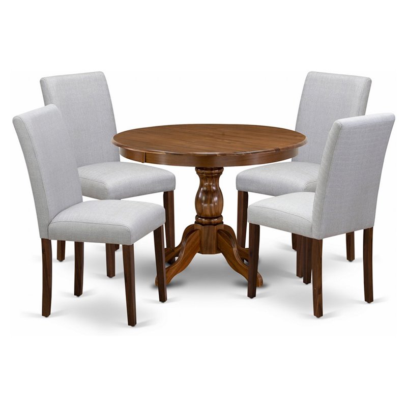 Pemberly Row 5-Piece Wooden Dining Set in Walnut and Gray Finish