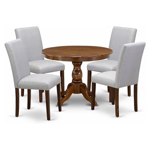 Pemberly Row 5-Piece Wooden Dining Set in Walnut and Gray Finish