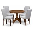 Pemberly Row 5-Piece Wooden Dining Set in Walnut and Gray Finish