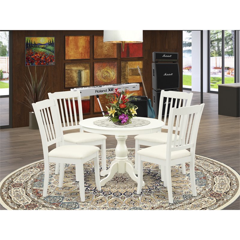 Pemberly Row 5-Piece Wood Dining Table and Chair Set in Linen White