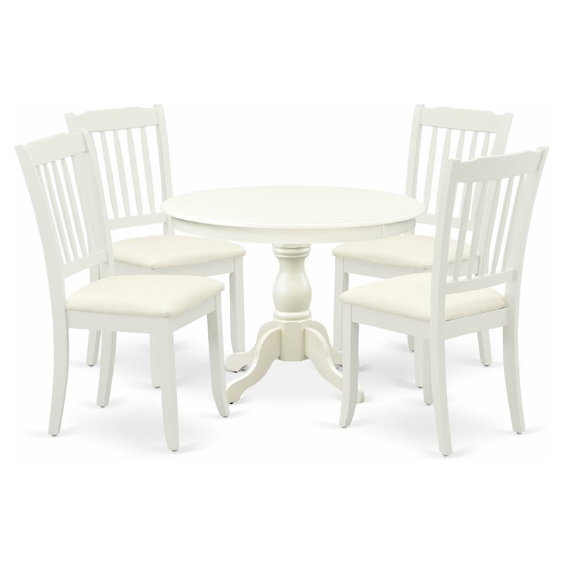 Pemberly Row 5-Piece Wood Dining Table and Chair Set in Linen White