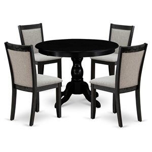 Pemberly Row 5-Piece Dining Set in Wire Brushed Black and Shitake