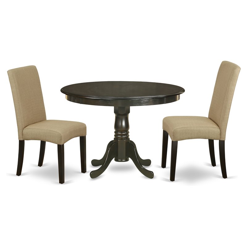 Pemberly Row 3-Piece Wood Dining Set with Fabric Seat in Cappuccino