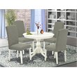 Pemberly Row 5-Piece Dining Table Set in Linen White and Dark Shitake