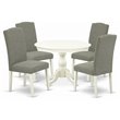 Pemberly Row 5-Piece Dining Table Set in Linen White and Dark Shitake