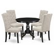 Pemberly Row 5-Piece Black/Doeskin Wood Dining Table Set with Linen Chairs